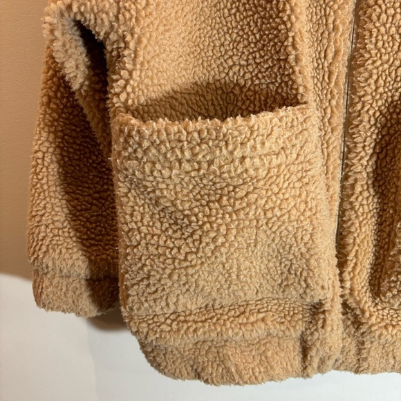 I AM GIA Sz XS Oversized Sherpa Teddy Tan Colourway Patch Pockets Jacket Coat - Picture 5 of 12